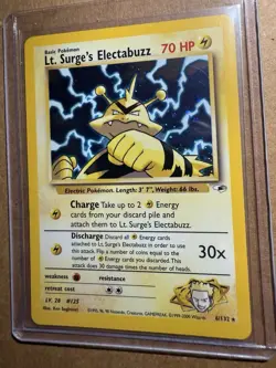 Pokemon TCG Lt. Surge's Electabuzz Gym Heroes Holo Card 6/132 Unlimited Rare LP - Image 2
