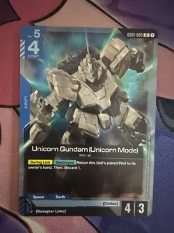 Gundam Card Game Singles GD01-005 R Unicorn Gundam Unicorn Mode New Type Rising - Image 1