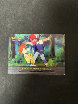 EP3 Ash Catches a Pokemon - Pokemon Card Topps Blue Logo - Image 1
