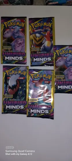 Pokemon Sun & Moon Unified Minds 3 Card Mini Booster Pack - 4 Packs - Art Set - Image 1