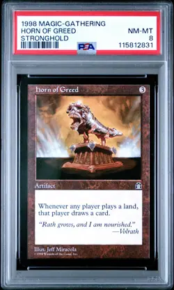 1998 MTG STRONGHOLD HORN OF GREED PSA 8 - Image 1