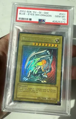 Yugioh PSA 10 Blue-Eyes White Dragon SDK-001 Ultra Rare WAVY FADED Error 2002 - Image 1