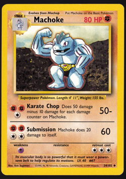 Machoke 34/102 Base Set Pokemon TCG Card NM - Image 1