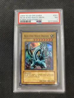 Yugioh Card Blue-Eyes White Dragon Super Rare PSA 7 Kaiba SKE-001 2004 Vintage - Image 1