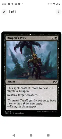 Dragon's Prey - 79 - TDM - NM - MTG Magic the Gathering - Image 1