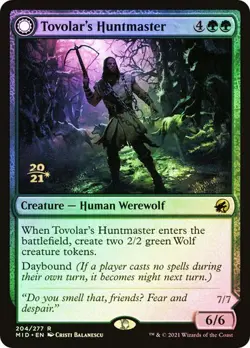 MTG TOVOLAR'S HUNTMASTER FOIL Innistrad: Midnight Hunt Prerelease NM - Image 1