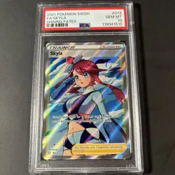 PSA 10 Gem Mint Skyla #72 Pokemon 2021 Sword & Shield Shining Fates Full Art - Image 1
