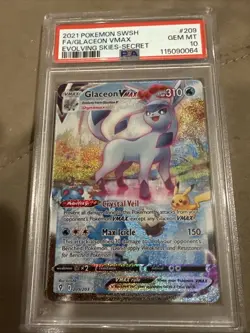 2021 Pokemon Evolving Skies Glaceon VMAX 209/203 FA Alternative Artwork PSA 10 - Image 1