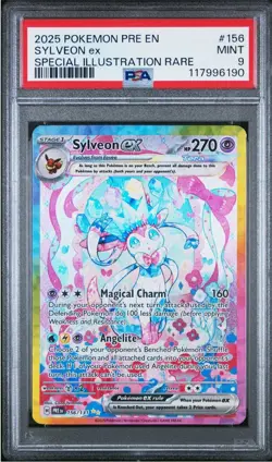 2025 POKEMON PRE EN-PRISMATIC EVOLUTIONS ILLUSTRATION RARE #156 SYLVEON EX PSA 9 - Image 1