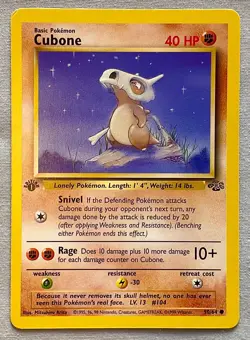 Pokemon 1st EDITION Cubone #50/64 Common - 1999 Jungle Set - Near Mint (NM) Cond - Image 1