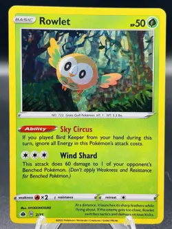 Pokemon Rowlet 2/15 McDonald's 2022 Confetti Holo Promo LP - Image 1