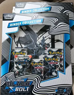 Pokemon TCG Black Bolt Binder Collection Sealed New - 5 Packs + Binder Card List - Image 1