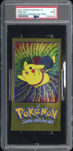 2000 TOPPS POKEMON JUMBO TIN TOPPER PIKACHU #4 TV Series 2 PSA 9 Mint - Image 1