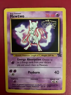 1999 Pokemon The First Movie Mewtwo Black Star WB Promo Card Rare - Image 1
