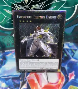 Evilswarm Exciton Knight 1st Edition Platinum Secret Rare RA04-EN212 Yu-Gi-Oh! - Image 1