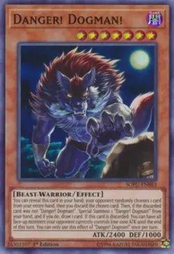 Yugioh! LP Danger! Dogman! - SOFU-EN083 - Super Rare - 1st Edition Lightly Playe - Image 1