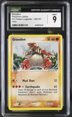 CGC 9 MINT Groudon 2004 EX Hidden Legends 102/101 Holo Pokemon Card psa - Image 1
