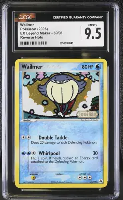 CGC 9.5 MINT+ Wailmer EX Legend Maker 69/92 Reverse Holo STAMPED Pokemon Card - Image 1