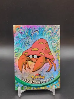 Parasect #47 Topps TV Animation Edition Rainbow Foil Black Logo MP Pokemon Card - Image 1