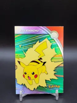 Pikachu #25 Topps TV Animation Edition Rainbow Foil Blue Logo MP/LP Pokemon Card - Image 1