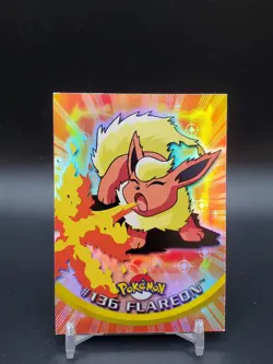 Flareon #136 Topps TV Animation Edition Rainbow Foil Blue Logo LP Pokemon Card - Image 1