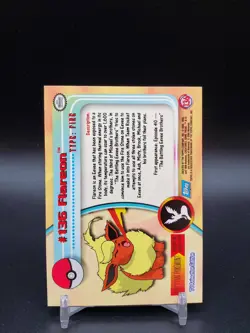 Flareon #136 Topps TV Animation Edition Rainbow Foil Blue Logo LP Pokemon Card - Image 2