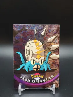 Omastar #139 Topps TV Animation Edition Silver Foil Blue Logo MP/LP Pokemon Card - Image 1