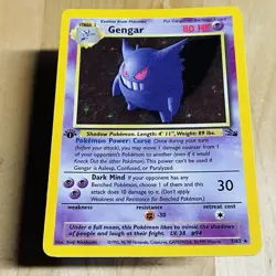Vintage 1999 Gengar 5/62 Fossil Holo Rare 1st Edition LP English Pokemon Card - Image 1