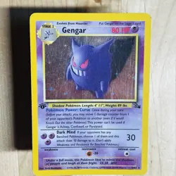 Vintage 1999 Gengar 5/62 Fossil Holo Rare 1st Edition LP English Pokemon Card - Image 2