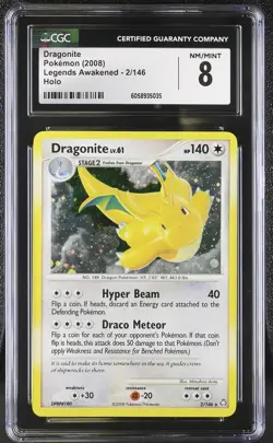 CGC 8 Dragonite 2008 Legends Awakened 2/146 Holo Pokemon Card psa - Image 1