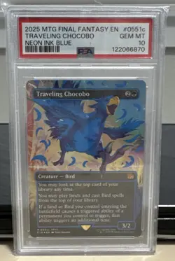 PSA 10 Gem Mint - Traveling Chocobo #551c Borderless Neon Ink Blue - MTG - Image 1