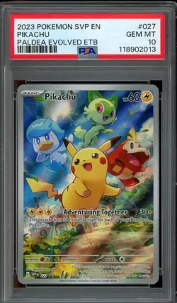 Pikachu #027 PSA 10 Pokemon Svp En SV Black Star Promo 2023 Paldea Evolved ETB - Image 1