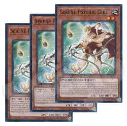 Yugioh - Serene Psychic Girl x 3 - 1st Edition NM - Plus Free Holo Card - Image 1