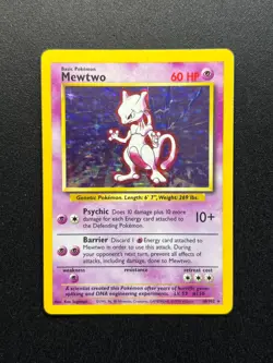 Pokemon Mewtwo 10/102 Base Set Rare Holo Unlimited WOTC TCG Card MP - Image 1