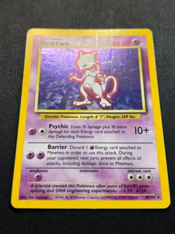 Pokemon Mewtwo 10/102 Base Set Rare Holo Unlimited WOTC TCG Card MP - Image 2