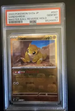 Pokemon Sandshrew Masterball Reverse Holo Card 027/165 Japanese Edition PSA 10 - Image 1