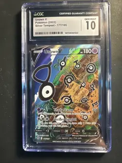 2022 Pokemon Silver Tempest Unown V Alternate Full Art 177/195 CGC 10 Gem Mint - Image 1