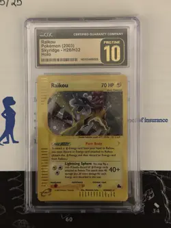 CGC Pristine 10 Pokemon Skyridge Rakiou H26 Holo - Image 1