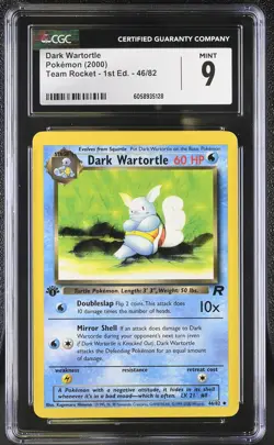 CGC 9 MINT Dark Wartortle Team Rocket 1st Edition 46/82 Pokemon Card psa - Image 1