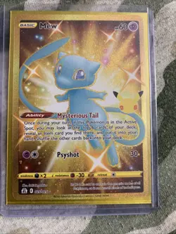 Mew HP 60 Mysterious Tail 025/025 Gold Foil Fan Art 2021 Pokemon Card - Image 1
