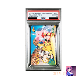 PSA 10 Pikachu and Pichu Pokemon Phone Card Vintage Nintendo Bandai Japan 2000 - Image 1