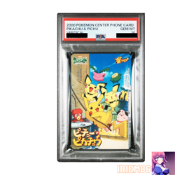 PSA 10 Pikachu and Pichu Pokemon Phone Card Vintage Nintendo Bandai Japan 2000 - Image 1
