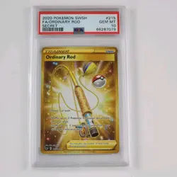 Pokemon ORDINARY ROD Trainer Full Art Gold #215 Sword & Shield PSA 10 Gem Mint - Image 1