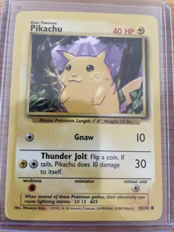 Pokemon TCG Pikachu Yellow Cheeks 58/102 Base Set Rare NM Near Mint - Image 1