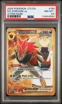 2025 POKEMON JTG EN-JOURNEY TOGETHER 189 N'S ZOROARK EX HYPER RARE PSA 8.5 - Image 1