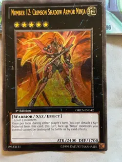 YuGiOh 1x Number 12: Crimson Shadow Armor Ninja ORCS-EN042 Ultimate Rare 1st LP - Image 1
