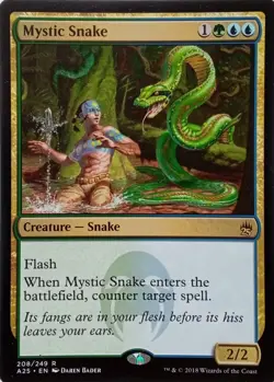 208/249 MYSTIC SNAKE RARE MASTERS 25 MTG CARD - Image 1