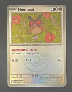 Pokemon Card Hoothoot 077/131 Poke Ball Reverse Holo Prismatic Evolutions - NM - Image 1