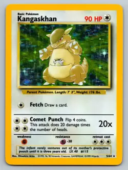 Kangaskhan 5/64 Pokemon Jungle Holo Error Card (No Symbol) MP - Image 1