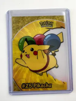 2000 Topps Pokemon TV Animation Edition Chrome Pikachu Balloons PCI Holo Card - Image 1